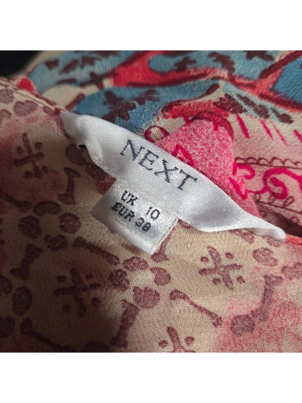 Y2K Next Tie Front Chiffon Top Pink Blue Ruffled Size S Euro Summer Boho Fairy - Picture 14 of 15